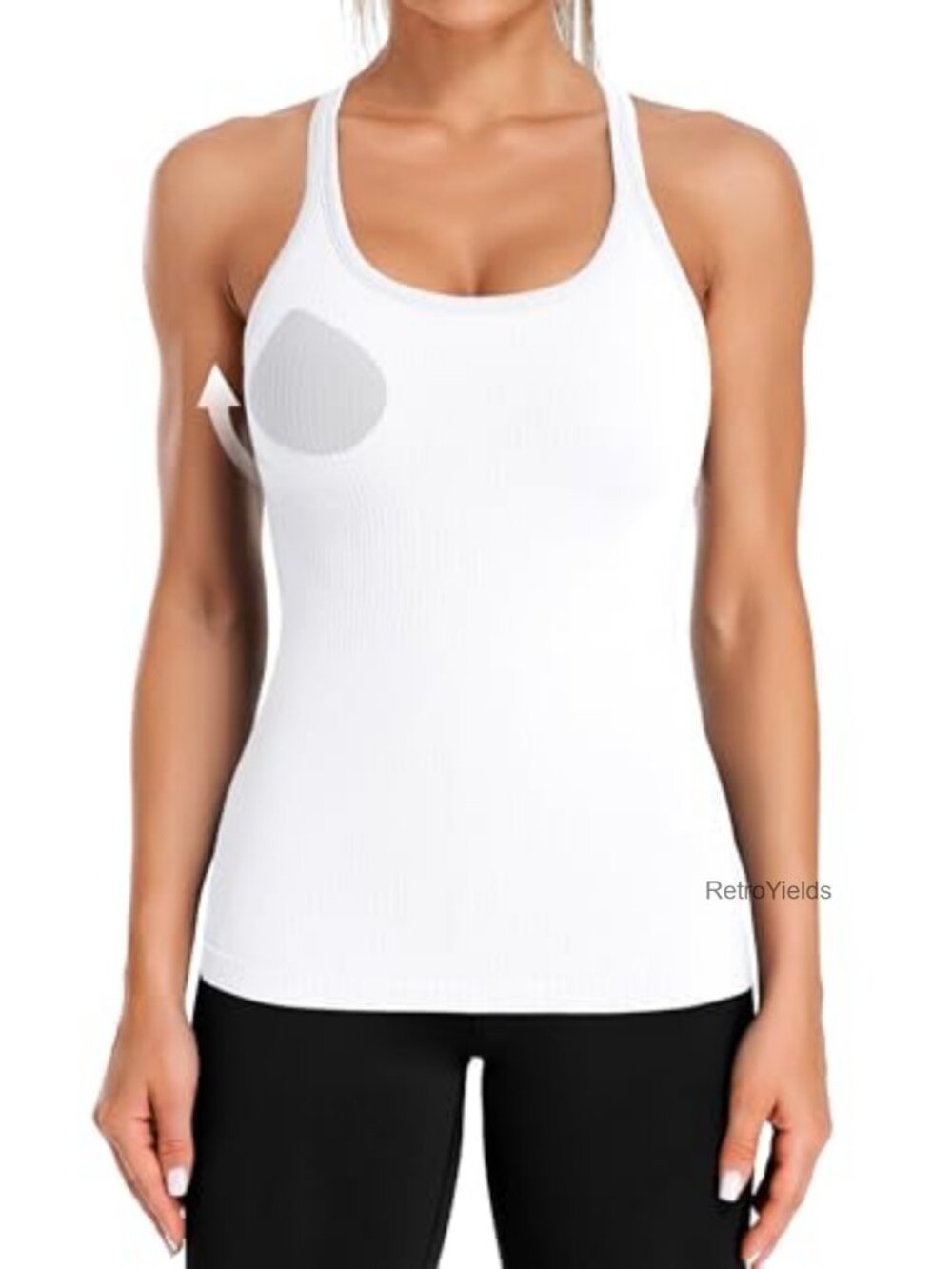 Women's Ribbed Workout Tank with Built-in Bra Racerback